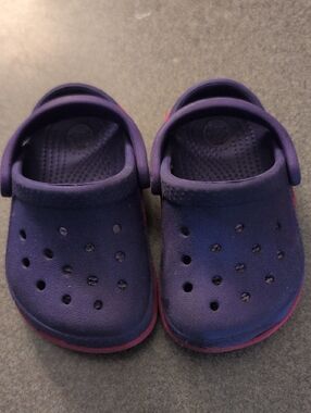 CROCS Purple Kids Clogs with Pink Soles